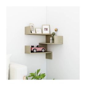 Wall Corner Shelf Sonoma Oak 15.7"X15.7"X19.7" Engineered Wood 1Ps 807229 (Color: yellow)