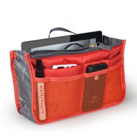 Women Lady Travel Insert Handbag Organiser Makeup Bags Toiletry Purse Liner w/Hand Strap (Color: orange)