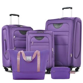 Softside Luggage Expandable 3 Piece Set Suitcase with Duffel Bag Upright Spinner Softshell Lightweight Luggage Travel Set (Color: as Pic)