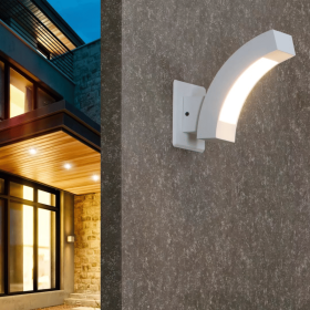 Inowel Wall Lights Outdoor Wall Sconce Modern LED Patio Porch Lights Aluminum Exterior Light Fixture Waterproof IP54 for Hallway House Backyard G (Color: White)