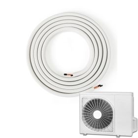 Mini Split Line Set for Air Conditioning or Heating Pump Equipment (Type: 25 FT,1/4 Inch and 3/8 Inch, Color: White)