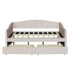 Upholstered daybed Twin Size with Two Drawers and Wood Slat Suppot