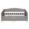 Upholstered daybed Twin Size with Two Drawers and Wood Slat Suppot