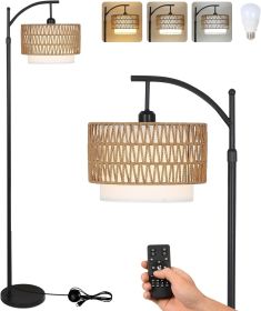 Floor Lamp For Living Room With 3 Color Temperatures, Farmhouse Floor Lamps With Remote & Dimmab (Option: BrownBlack)