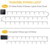 Globe String Solar Lights 30 Ball LED Fairy Solar Lamps 8 Lighting Modes IP65 Waterproof Decorative Lights w/ Stake Garden Lawn Flower Trees Patio Gar